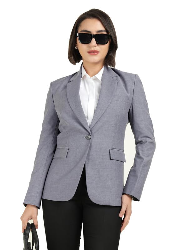 hancock Women Solid Single Breasted Formal Blazer-picture-10