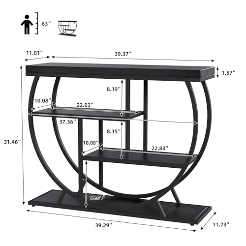 Garvee Entryway Table with Storage, Industrial 4-Tier Narrow Console Table Behind Couch with Half-Circle Base & Storage Shelves for Living Room, Hallway, Foyer by Garvee - Used condition - Image 2