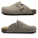 Vayfio Women‘s Suede Clogs Potato Shoes Cork Footbed Sandals Comfort Mules with Arch Support Slip On Slippers Grey 06