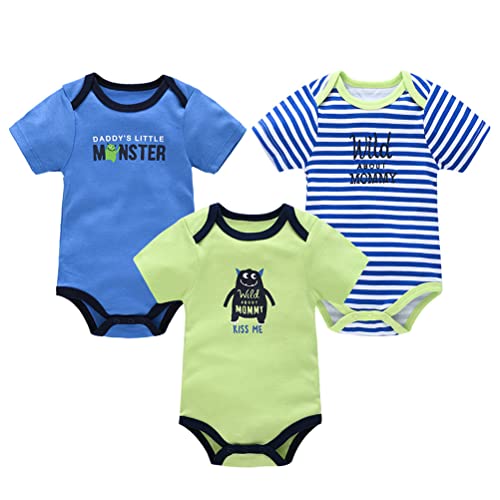 Bebé Niña 3 Piezas Mamelucos Recién Nacido Corta Manga Mono Niños Pequeños Una Pieza Overol 3 Pack Verano Pijamas Unisex Bebé Body Infantiles Pijamas Conjuntos Chaleco Interiores Camisetas 0-12 Meses