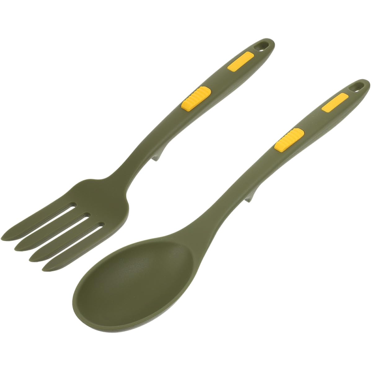 GALPADA Set 2 Pezzi Utensili da Cucina in Silicone Forchetta e Cucchiaio Bordi Lisci e Rotondi Resistenti al Calore per Mescolare e Camping