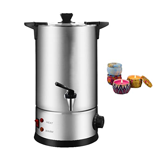 Fundidor de cera de acero inoxidable de 1500 W con boquilla de vertido y termostato, capacidad de 8 a 15 litros para hacer velas, calentador de cera de soja, función de mantener el calor para el hogar