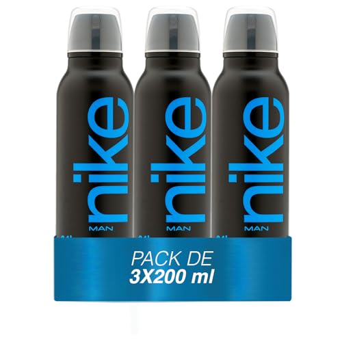 NIKE - Ultra Blue Pack de 3 x 200 ml, Desodorante Hombre Spray, Desodorante Antimanchas para Todo Tipo de Piel, 0% Sales de Aluminio, de Larga Duración, Fragancia Oriental Floral