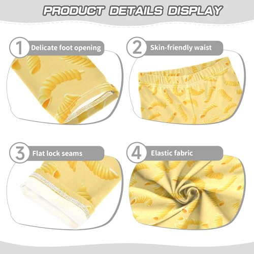 Macaroni Pasta Girls Leggings,Workout Leggings for Girls Toddler Athletic Legging Size for 3-10T3