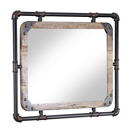 Furniture Of America Gee Industrial Metal Wall Mirror In Antique Black #TOP3