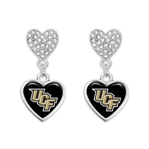 UCF Central Florida Knights Amara Silver Crystal Heart Earrings Jewelry Gift