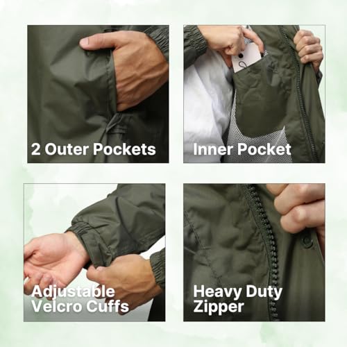 Image of Citizen Raincoat for Men with Adjustable Hood, Waterproof Pant and Carry Pouch | Reflective Strips Standard Length| Double Layered Tapping Rubberized Fabric | Durable & Lightweight Rainsuit