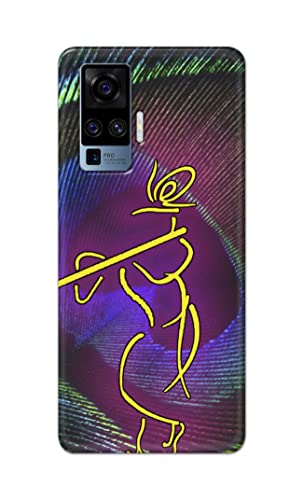 Image of PRINTFIDAA Lord Krishna On Peacock Feather Hard Back Cover for Vivo X50 Pro (6.56 inch) Back Cover -(P6) KAT1007
