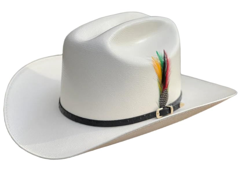 Men's White Diamonds San Judas Western Cowboy Straw Hat 100X Sinaloa Style 3 1/2" Brim - Sombrero Vaquero Fino