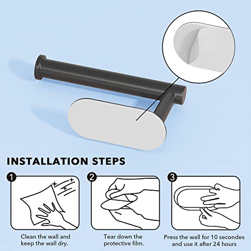 Matte Black Toilet Paper Holder - Toilet Roll Holder Self-Adhesive, Toilet Paper Roll Holder No Drilling, Stainless Steel Toilet Tissues Holder For Kitchen And Bathroom #TOP4