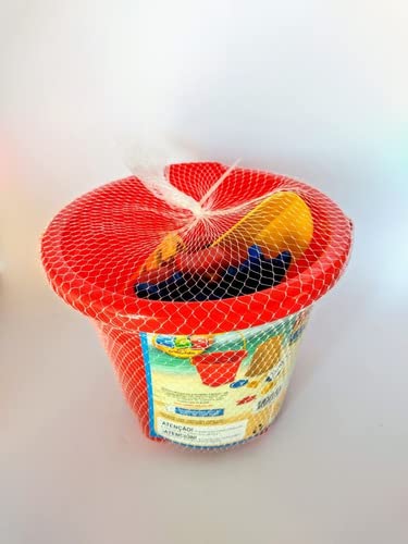 GGB Plast Balde De Praia Infantil Baldinho Com Alça E 6 Brinquedos, Multicor