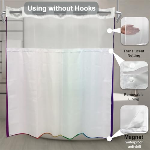 Theblackspot 20230204 Farbic Rainbow Waffle Shower Curtain Set No Hooks Required Hotel Style Waffle Weave Shower Curtain thumb #3