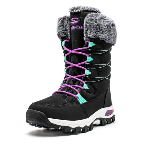 HOBIBEAR Waterproof Winter Snow Boots - Faux Fur Lined Mid-Calf
