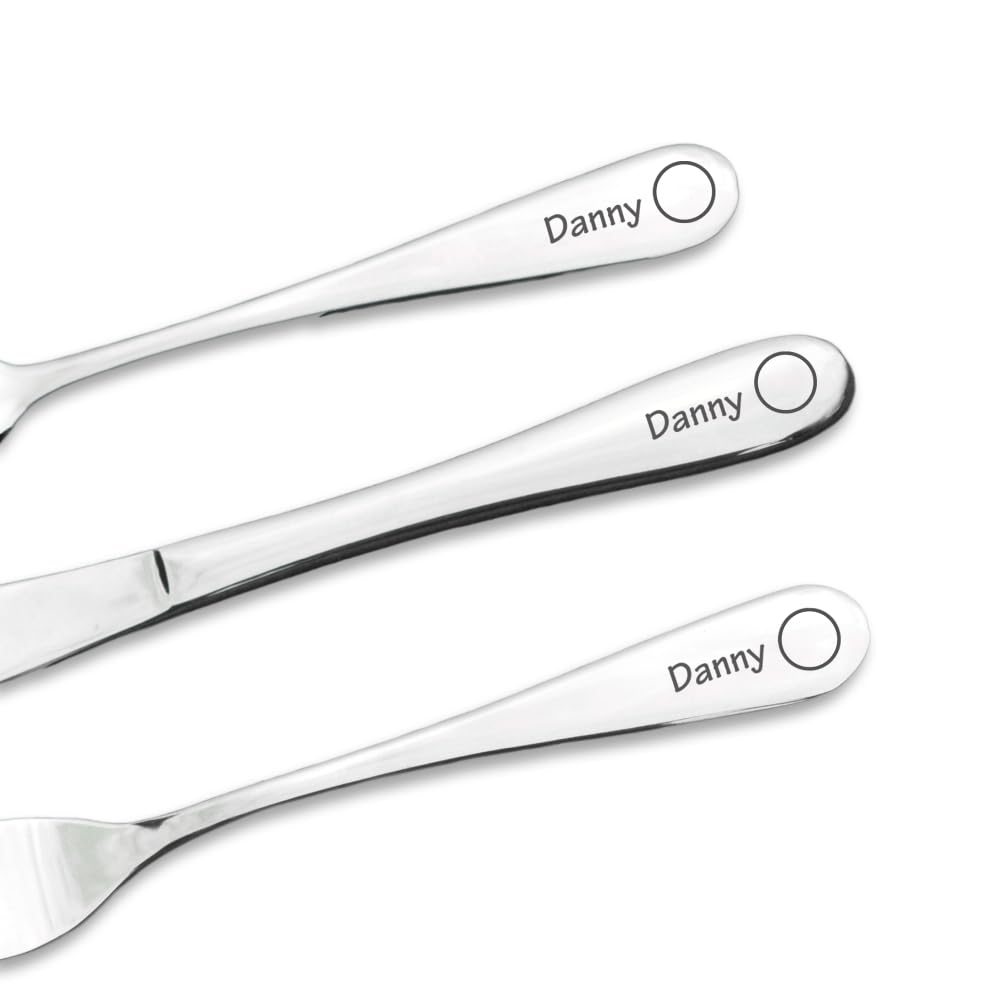 Personalised Engraved Childrens Cutlery Set Christening Birthday Kids Gift Idea (Custom Symbol) — image 1