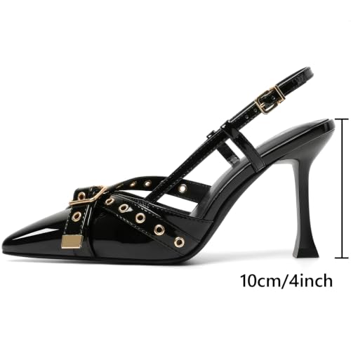 Image of Mostrin Kitten Heels for Women Pointed Closed Toe Heels Vintage Stiletto Dressy Pumps Shoes for Office Work Party
