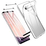 Zsmzzd Funda para Samsung Galaxy S8 Plus, 2 Pcs Protector de Pantalla Cristal Templado, Antigolpes Transparente Silicona TPU Suave Carcasa + Vidrio Templado Screen Protector Samsung Galaxy S8 Plus