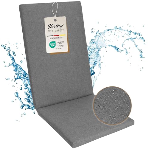 Herlag Hochlehner-Auflage Sunny 123x50x4cm | Wetterfeste Gartenmöbelauflage | Waschbarer Bezug mit RV | Wasserfest & UV-Schutz | für...