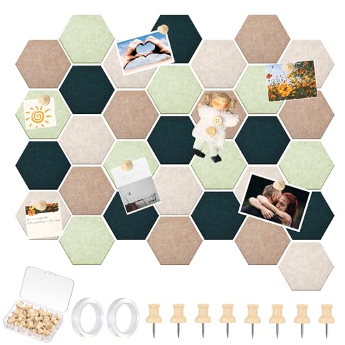 Mindsoft 32 Pcs 6'' x 7'' Hexagon Felt Cork Board