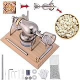 Generisch Mini-Popcornmaschine für Zuhause, Heißluft-Popcornmaschine, manueller Kornverstärker, Popcorntopf, Edelstahl 304, Fassungsvermögen 230 ml, mit Standfuß, für Home Party, Helles Silber