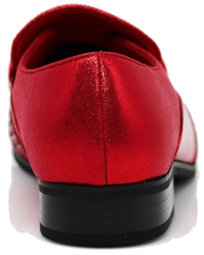 Image of Enzo Romeo Crisino Men Rhinestone Chrome Toe Suede Pointy Buckle Dress Loafer Slip On Shoes