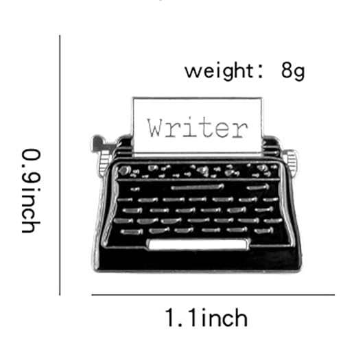 Image of Black Telegraph Typewriter Brooch for Women Girls Boys Vintage Cartoon Fax Machine Writer Letters Enamel Pin Buttons Fashion Creative Lapel Pins Jacket Collar Badge Decor Graduation Jewelry