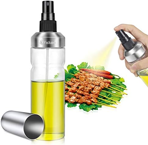 Olive Oil Sprayer, Vakoo Oil Mister Portable Vinegar Spritzer, Refillable Fine Mist Glass Bottle for Air Fryer BBQ Salad Cooking Roasting