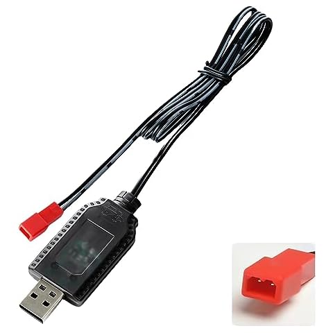Aliwisdom Universal RC Charger Cable with JST 2 Pin Connector Plug for 4.8V Ni-MH/Ni-CD (4S) Battery Pack, Compatible RC Car/Boat/Plane/Drone/Tank/Helicopters/Other Remote Control Toys Cover