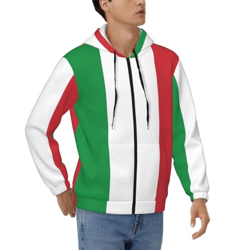 Sweat à capuche zippé thermique homme drapeau Italie veste chaude