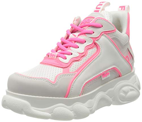 Buffalo Chai, Zapatillas Altas para Mujer, Multicolor (White/Neon Pink 000), 37 EU