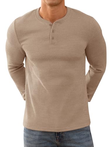 NITAGUT Men's Henley Shirts Long Sleeve Button T-Shirt Fashion Casual Pullover Shirt
