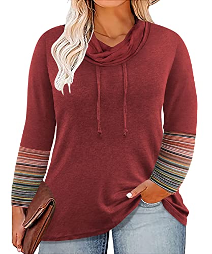 Image of CARCOS Womens Plus Size Tops Mock Neck Long Sleeve Shirts Turtleneck Tunics for Fall Winter XL-5XL