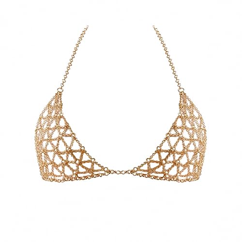 YWCUTE Women's sexy Body Chain Multi layer Chest Chain Fashion bra Chain Accessories Gift Body Jewelry(gold-2208)