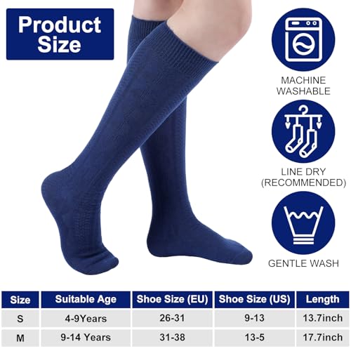 9 Pairs Girls Knee High Socks School Uniform Long Socks Cotton Cable Dress Socks Seamless Socks for Kids Toddler3
