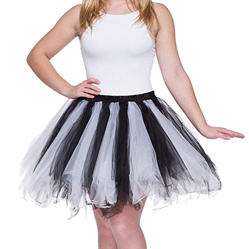 Dancina Women s Adult Vintage Petticoat Tulle Tutu Skirt [Sticker XXL],Black   White,Plus Size