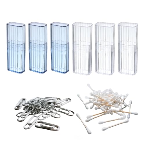 YQCXK 6PCS Cotton Bud Holder for Travel Reuseable Refillable Storage Cotton Bud Travel Case Easy Access Compact and Portable for Cotton Swabs Hair Ties Toothpicks Cosmetics