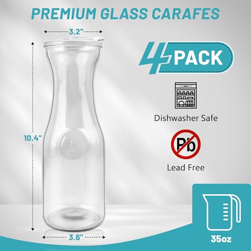 image for Tinaforld Glass Carafe with Acrylic Lid,35 Oz Beverage Dispensers Cara