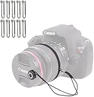 Foto&Tech Coleira de tampa de lente de câmera com cordão elástico, compatível com câmeras de vídeo sem espelho DSLR SLR Evil universais (x10)