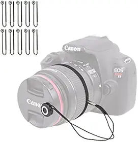 Foto&Tech Coleira de tampa de lente de câmera com cordão elástico, compatível com câmeras de vídeo sem espelho DSLR SLR Evil universais (x10)