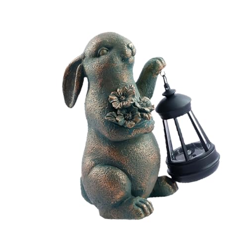 Décoration de cour avec lampe solaire moulée lapin de Pâques