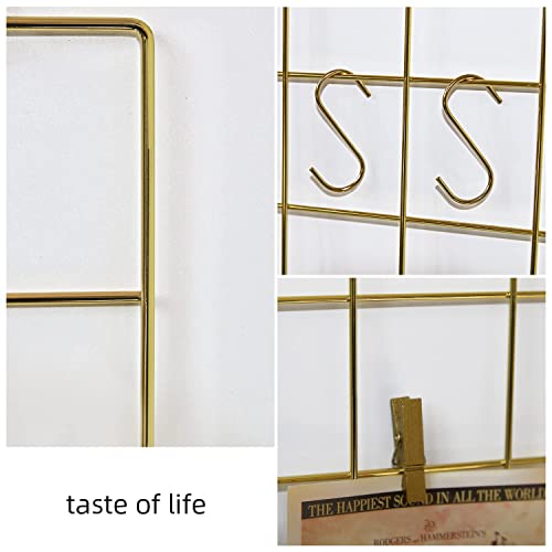 Bulyzer Grid Wire Board,For Memo Picture Panel Wall Decoration For Room Office Mat Photo Hanging Art Display Frames Desk Storage Organizer,17.3" X 11.8"(2Pack) (Gold) #TOP3
