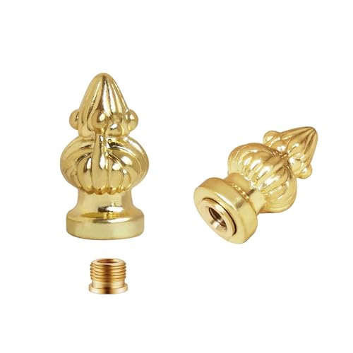 Image of 2 Pieces 1 /8IP Lamp Shade Finial Tiffany Victorian Finials for Lamps Threaded Lamp Cap Knob for Table Lamps or Floor Lamps (Brass)