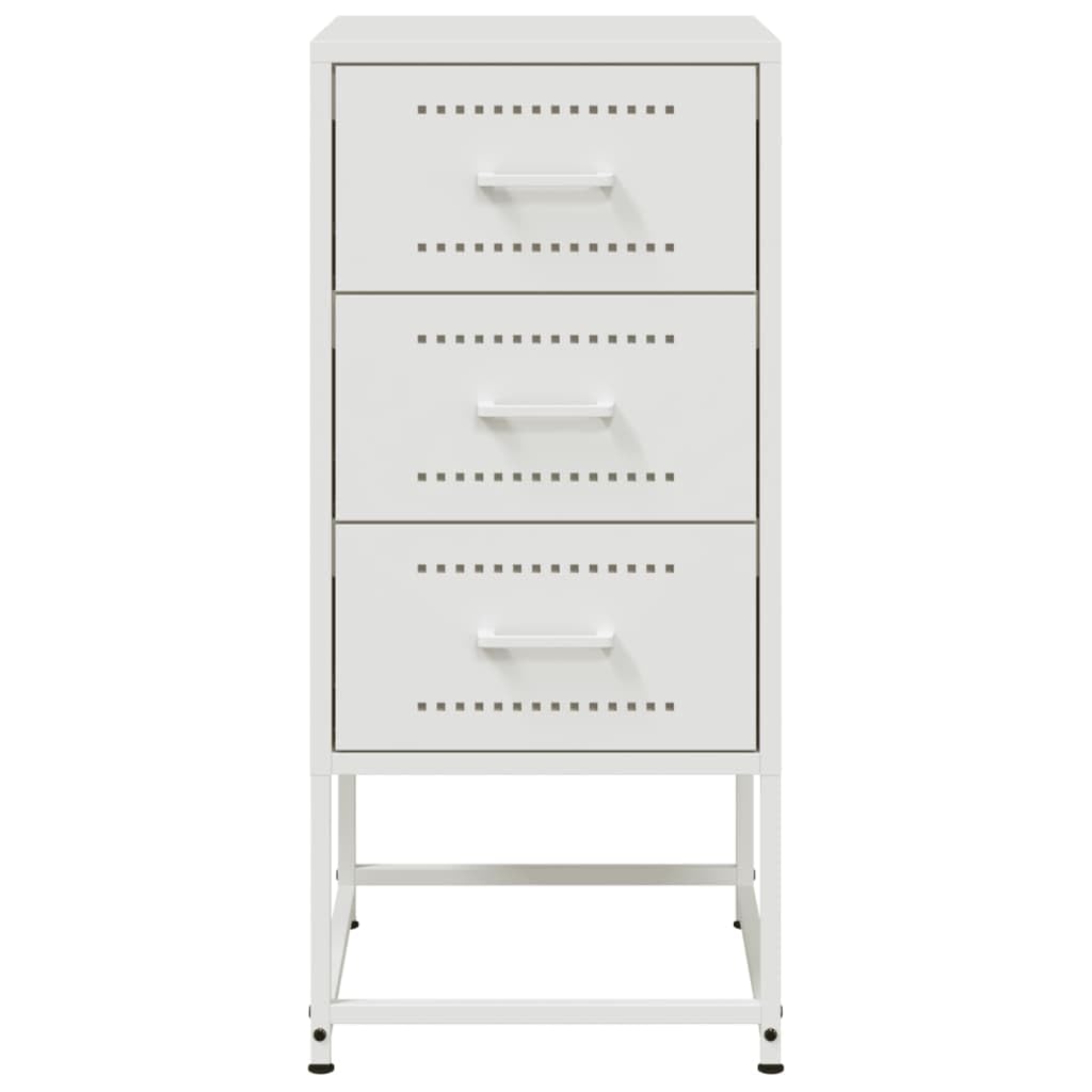 Comodino bianco 36 x 39 x 78 cm acciaio moderno design industriale con 1 cassetto per camera da letto soggiorno ufficio