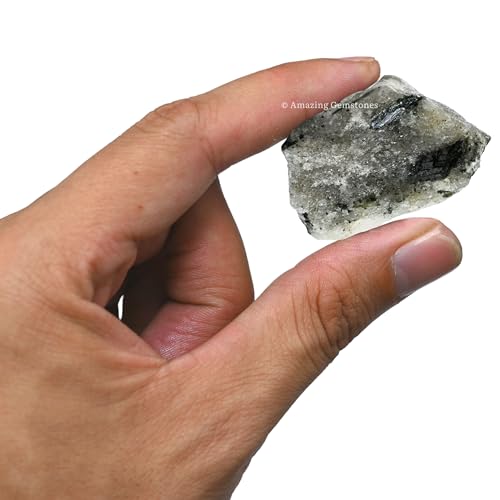 Image of Amazing Gemstone 2 Pieces Green Tourmaline with Quartz Raw Crystals and Healing Stones, Natural Rocks for Tumbling and DIY Raw Stones and Crystals
