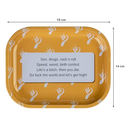 Image of LIT Metal Rolling Tray (Yellow Edition) for Cigarette, Smoking Ash Bowl, Smoke Tray, Size 18x14cm (LITAF Accessories)