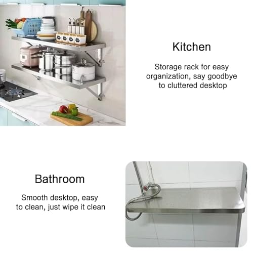 Table pliante murale 90x40cm en acier inoxydable pour cuisine