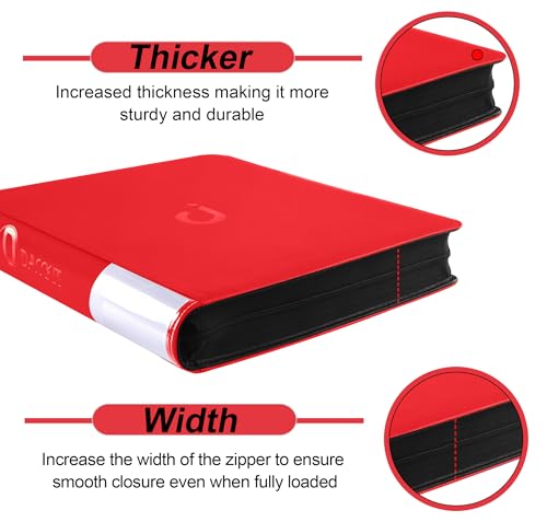 Image of Premium Card Binder 16 Pocket - Fits 1600 Cards,4X4 Ringless Card Album with Sleeves for Trading Cards & Sports Cards(Model C,Classic Red)