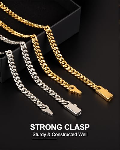 Cuban Link Chain for Men 5mm 18K Gold Plated Gold Silver Mens Necklace, 316L Stainless Steel Miami Curb Chain 18 20 22 24 Inch, Durable Waterproof Hip Hop Jewelry Gift for Him, Everyday Wear - Image 6