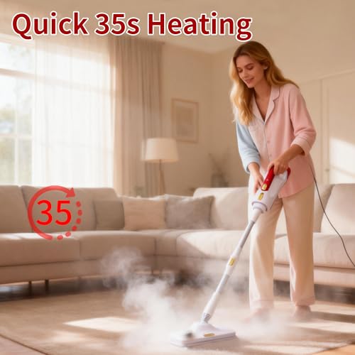 Steam Mop and Multifunctional Steam Cleaner with Mop Head Glass Brush Curved Nozzle | Steam Cleaner 1500W 300ml Tank 3-Level Control for Floor Carpet Tile by SignalSparkle - Image 4