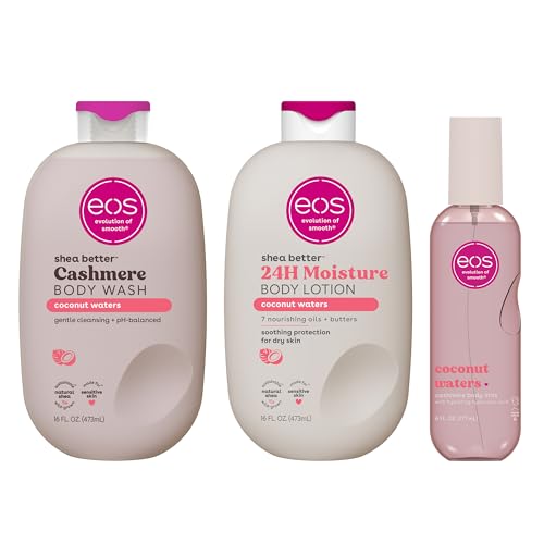 eos Coconut Waters Scent Layering Bundle - Body Wash, Body Mist, Body Lotion