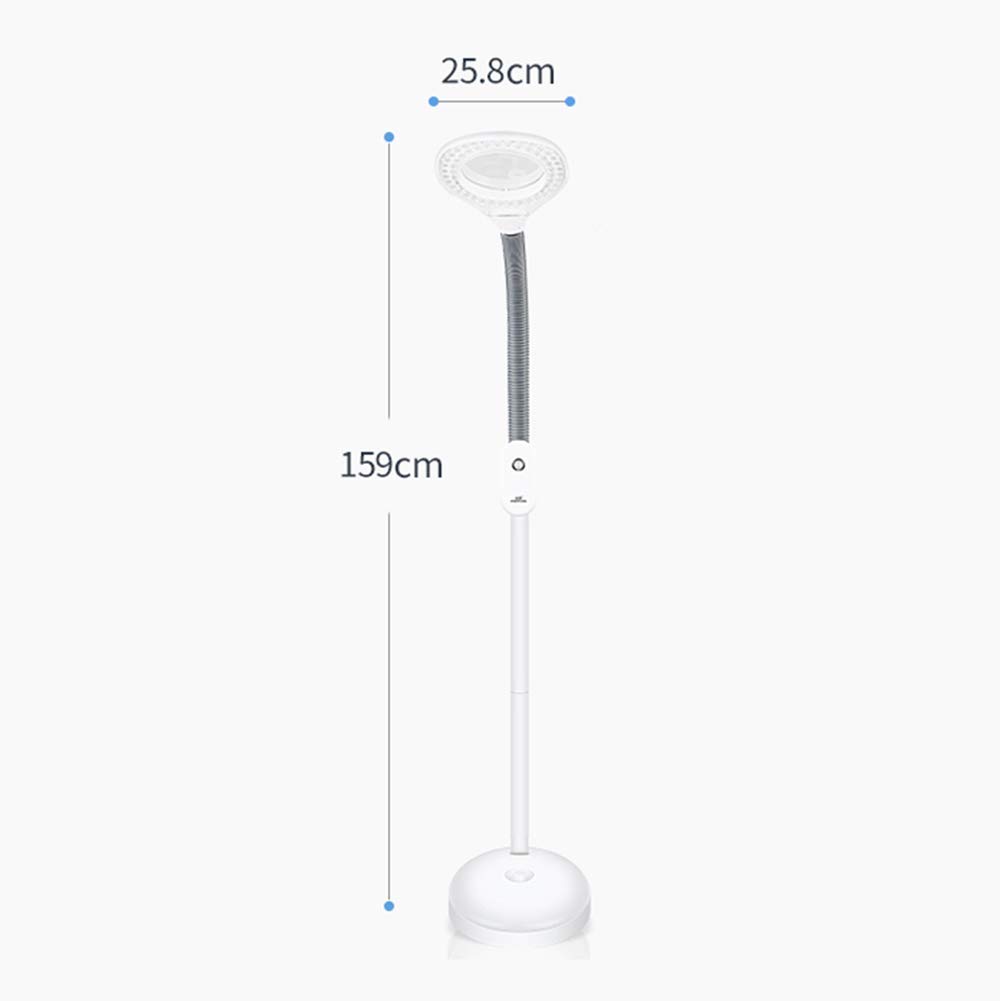 Lámpara de pie con lupa Lámpara de pie con lupa LED 5x - Lente de vidrio iluminada con lupa de espectro completo brillante de luz diurna - Lámpara de pie con cuello de cisne ajustable en altura